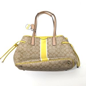 Vintage Coach Tan and Yellow Leather Drawstring Bag